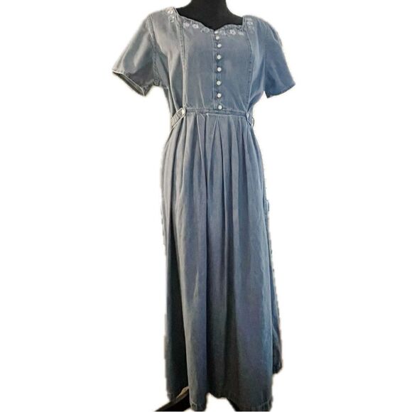 Basic additions women’s size medium, short sleeve maxi denim dress - Picture 1 of 7